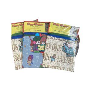 Lot of (3) RARE Happy Wrappies Christmas Carols Gift Wrap, Yarn & Tag